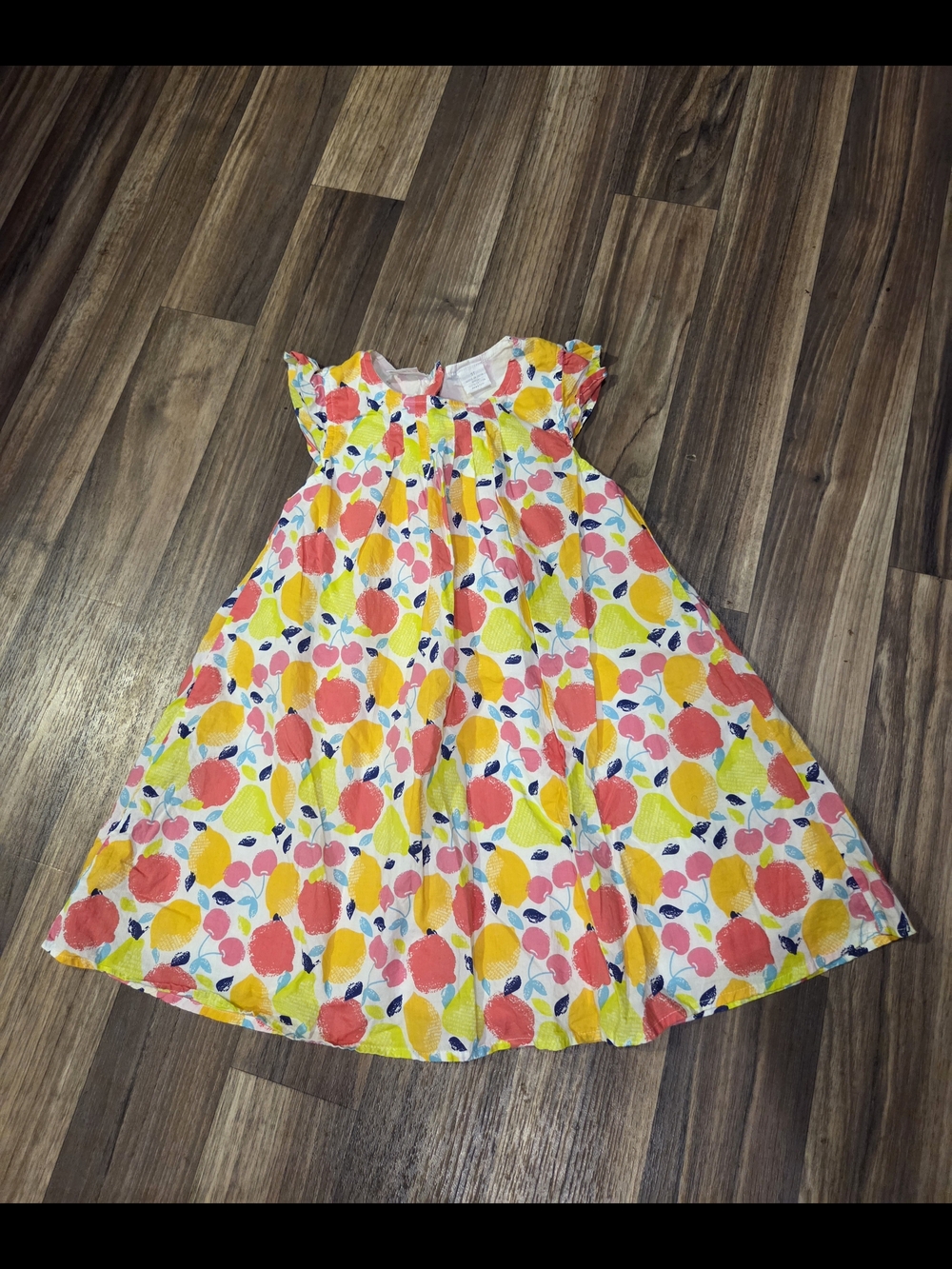 Girls Floral Lemon Print Sundress in Yellow & Pink